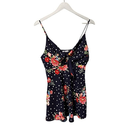 White Birch Navy Floral & Polka Dot Tank | Size Large - Picture 1 of 4
